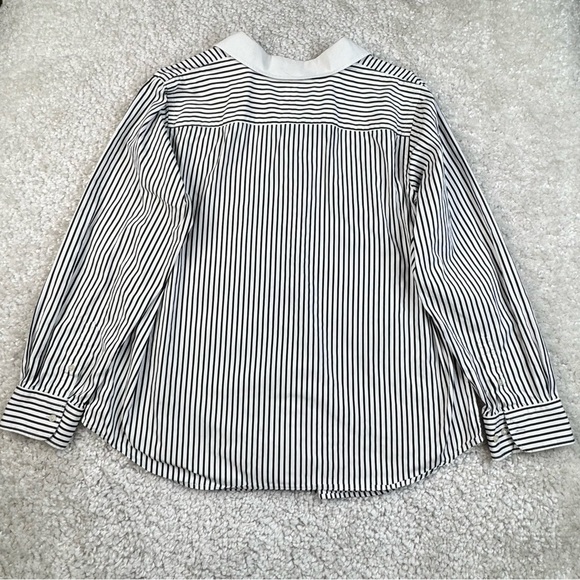 Lauren Ralph Lauren Black White Striped Button Up Shirt with Monogram. 1X - Picture 2 of 14